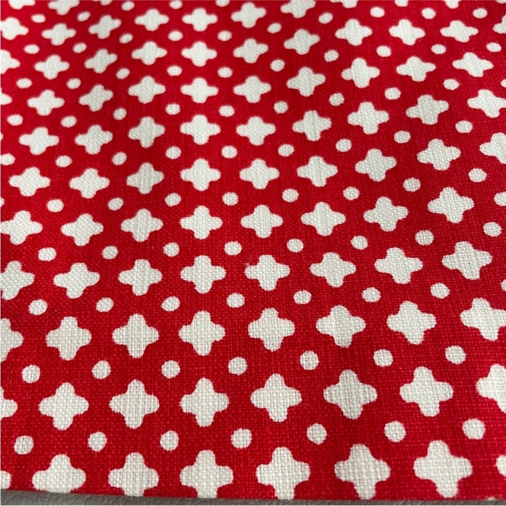 J. Crew Red Mini Skirt with White Geometric Print and Button Details - Picture 3 of 5